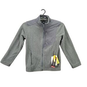 Mens All in Motion Gray Polartec Fleece Full Zip Jacket Mock Neck Polyester S